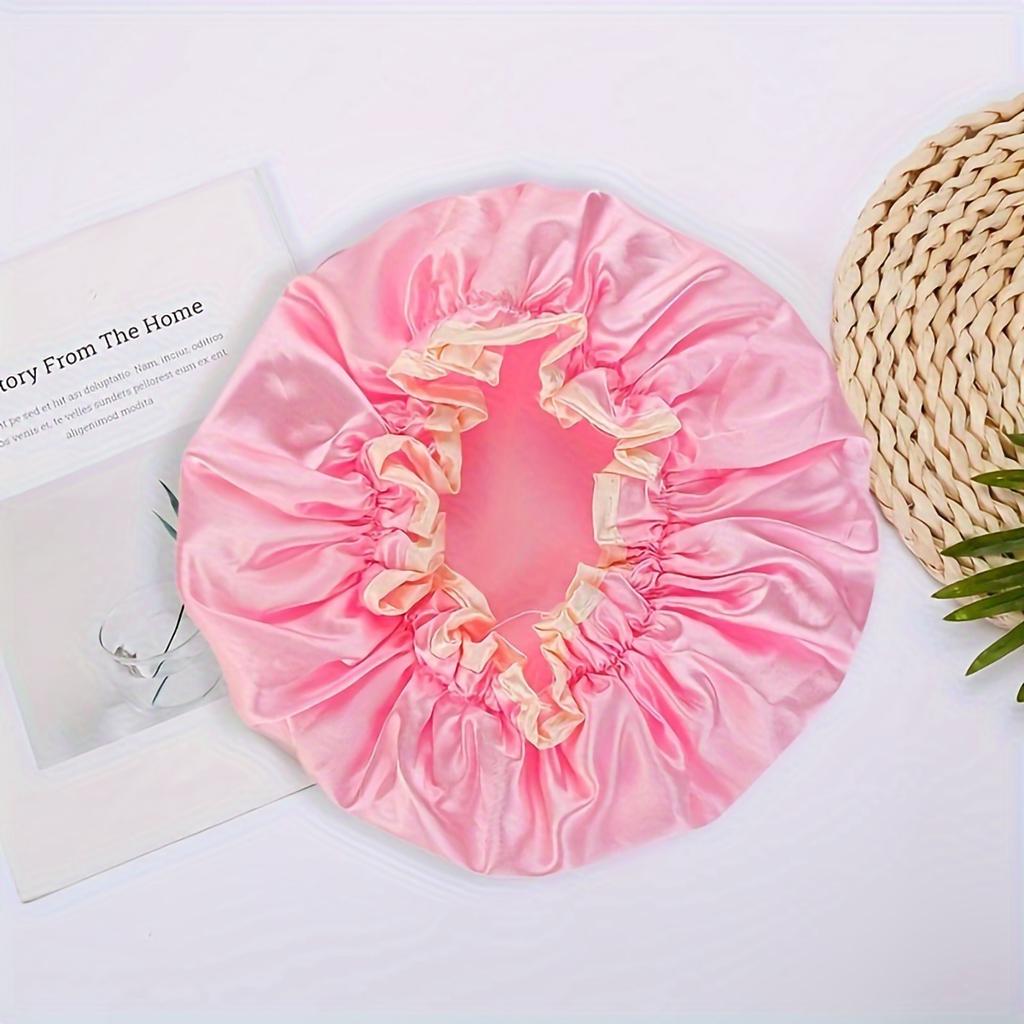 1pc-Double Layers Waterproof Shower Cap for Women Breathable Dust-Proof Multifunctional Shower Hat Hair Accessory