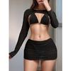 Solid Color New Neck Sexy Swimsuit with Skirt Blouse Four-piece Split Swimming