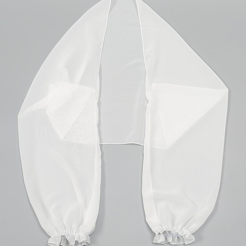 2Pcs Solid Color Chiffon Shawl Summer Air-Conditioned Shirt Sunblock Beach Towel With Shoulder Sleeve Cape Set 150*48Cm