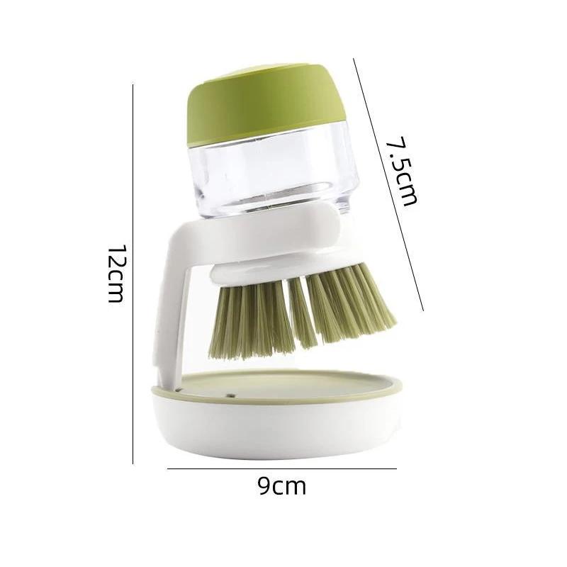 Soap Dispenser Palm Dish Brush Equipped with Storage Bracket Bowl Cleaning Tool with Drainage Base Kitchen Utensils for Cookware