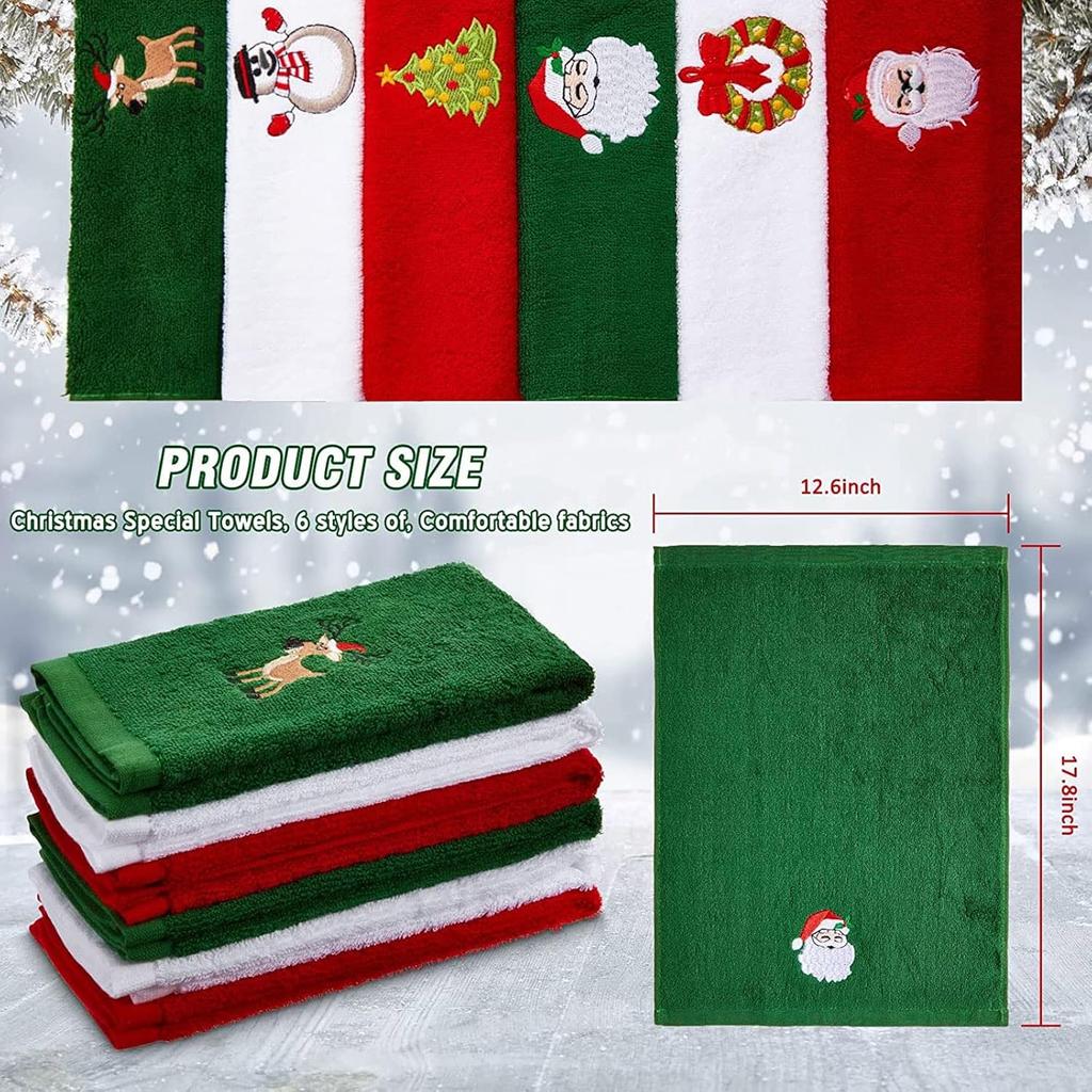 New Year Towel Classic Solid Xmas Tree/Snowman/Santa Claus Embroidery Bath Towel 45x32cm Christmas Hand Towels
