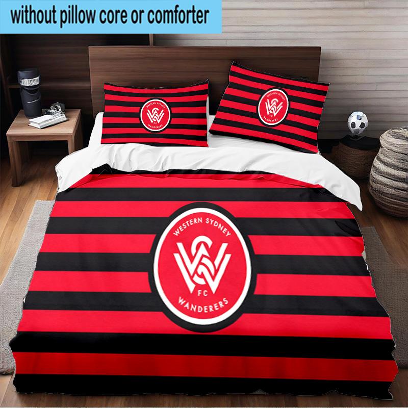 Western Sydney Wanderers Fc 3PCS Print Bedding Set, Includes A Duvet Cover and Two Pillowcases for Bedroom, Dormitory, Suitable for All Seasons