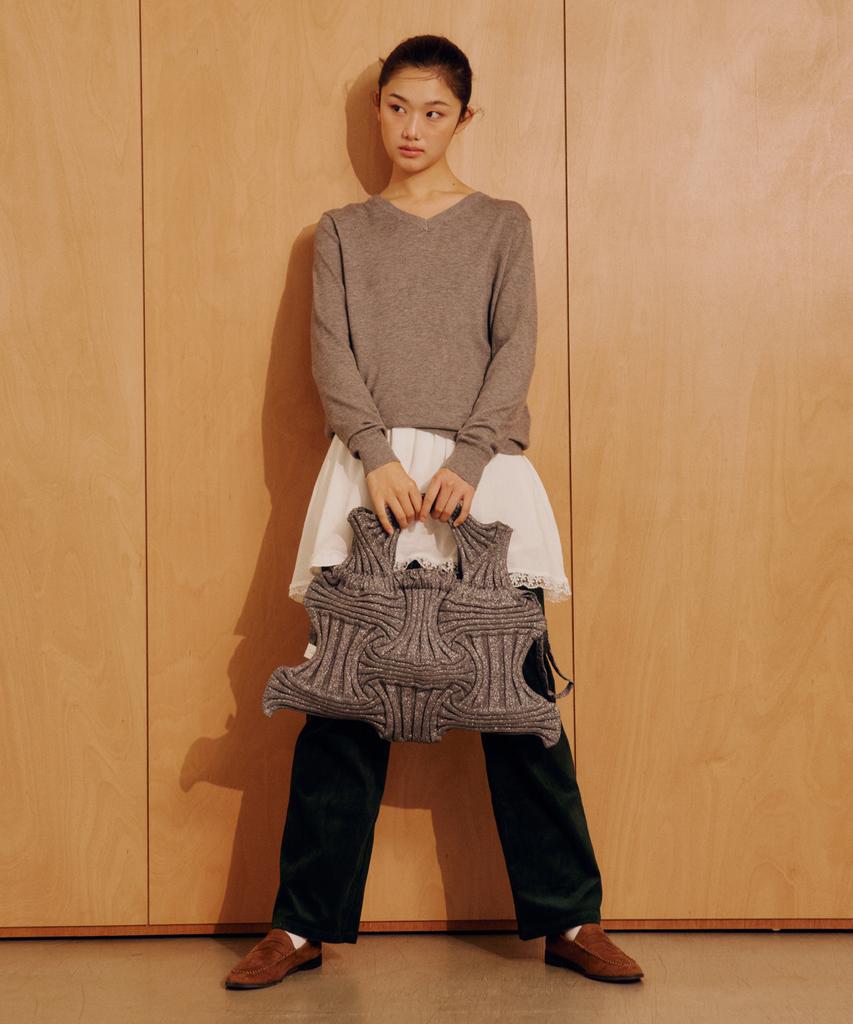 Pleatsmama Big Bow Bag Glitter Stone Brown