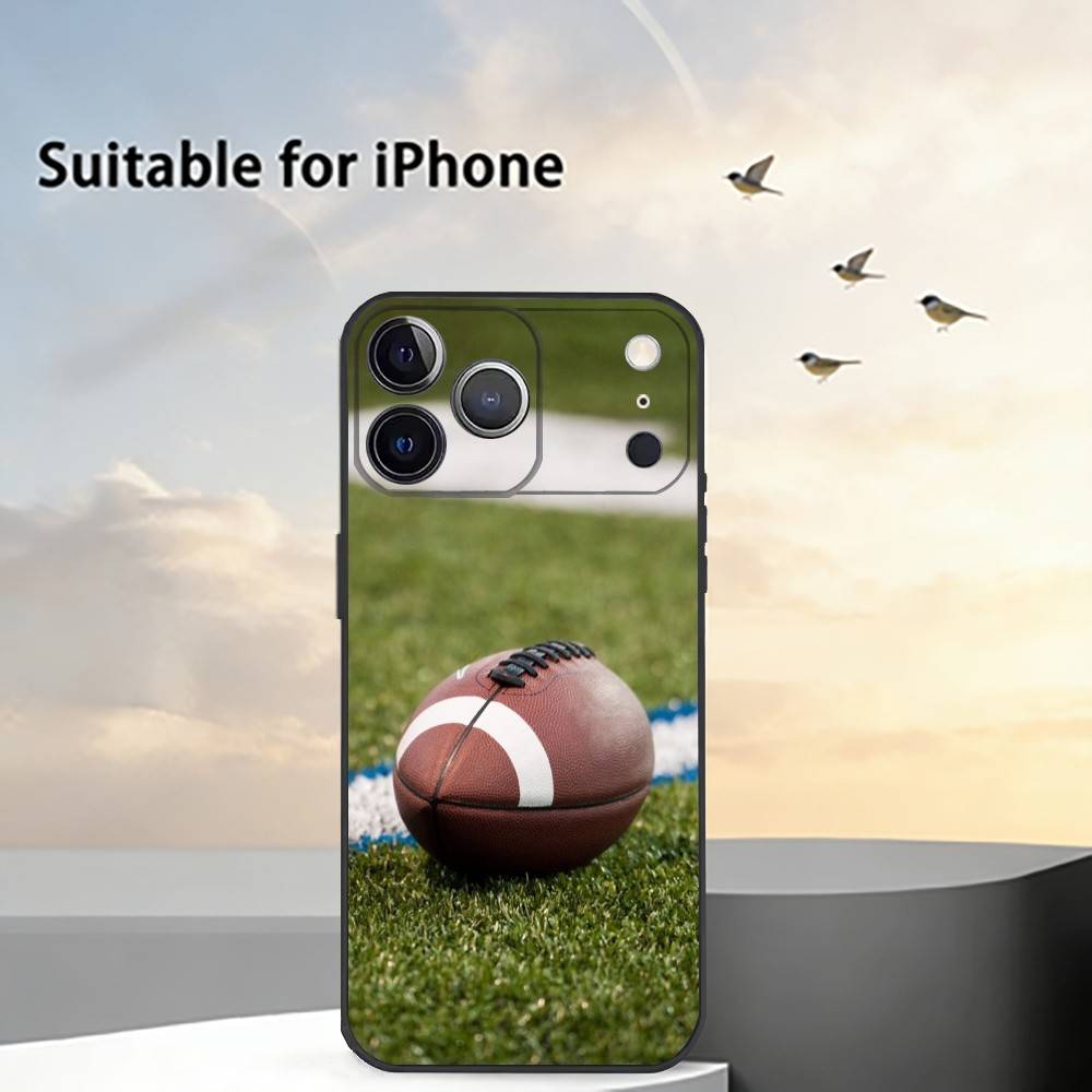 American Football Sport Phone Case For iPhone 17,16,15,14,13,12,11 Plus,Pro Max,XS,Soft Silicone Black Cover