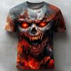 Halloween Men's Skull Flame T-shirt 3D Horror Kruvik Pattern T-shirt