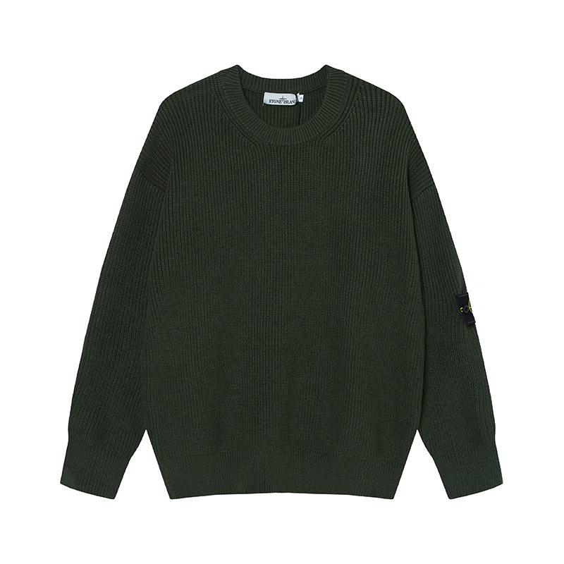 Unisex Solid Color Knit Pullover Sweater with Drop Shoulders