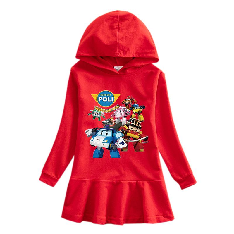 Girls' Ruffle Rainbow Princess Hoodie Dress with Long Sleeves for Spring and Autumn