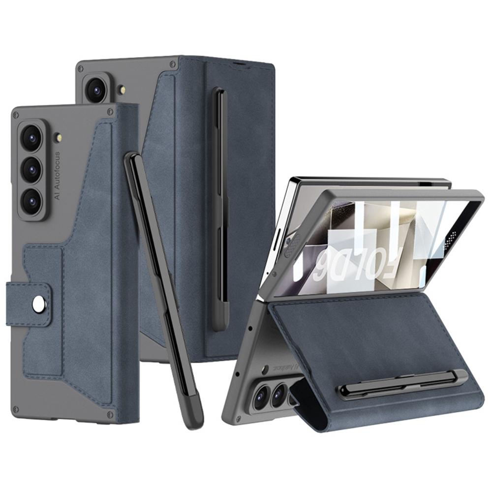 GKK For Samsung Galaxy Z Fold6 5G Kickstand Case Pencil Slot PC+PU Phone Cover with Screen Film