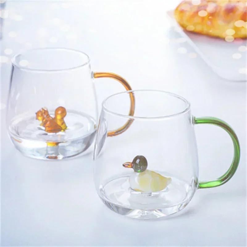 Cartoon Animal Shape Glass Home Cute High Borosilicate Glass Single Layer Cup Living Room with Guests Juice Cold Drink Cup