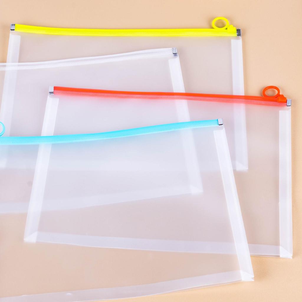 Custom Logo Transparent A4 Zipper Bag - Cartoon Pencil Case, Student Stationery, Waterproof PP Office File Holder