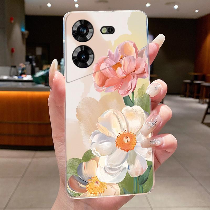 For Techno Pova 5 LH7n 5Pro LH8n Phone Case Tecno Pova 5 Pro Case Clear Luxury Fashion Butterfly Flowers Soft TPU Silicone Cover