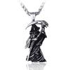 Retro Gothic Grim Reaper Scythe Skull Pendant Punk Motorbike Men Stainless Steel Skull Amulet Necklace Fashion Jewelry