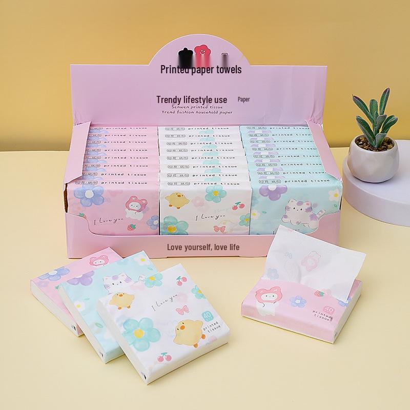 Student Portable Colored Printed Facial Tissues - 40 Pulls, 120 Sheets