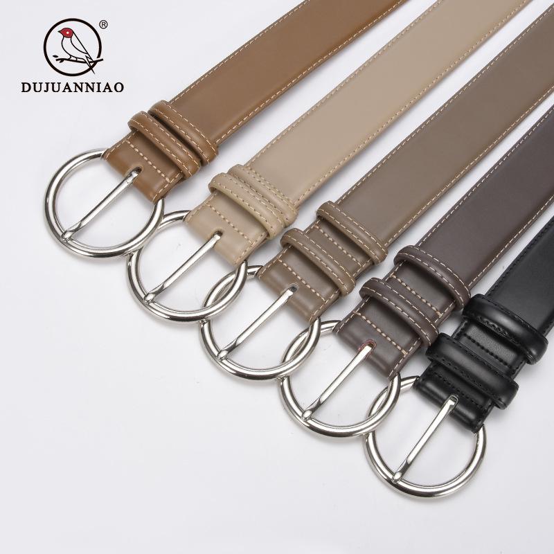 Ladies' Genuine Cowhide Leather Wide Waist Trench Coat Belt