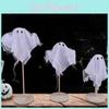 Fabric Halloween Witch Broom Decor Set Colorful Mesh Trick Or Treat Festivities