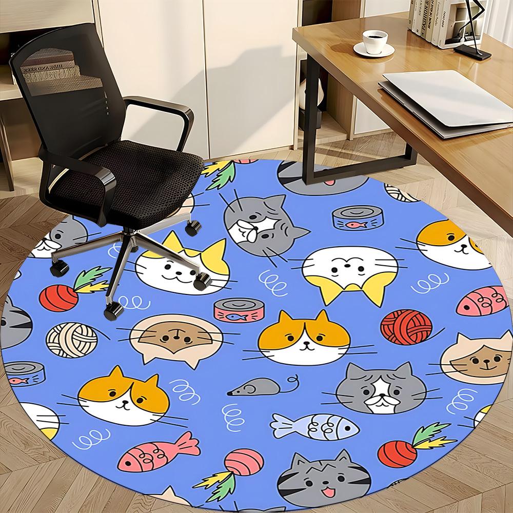 1PC Cat-themed Pattern Chair Carpet for Office, Indoor Non-Slip Washable Carpet, Soft Comfortable Mat For Office Room yy250930242