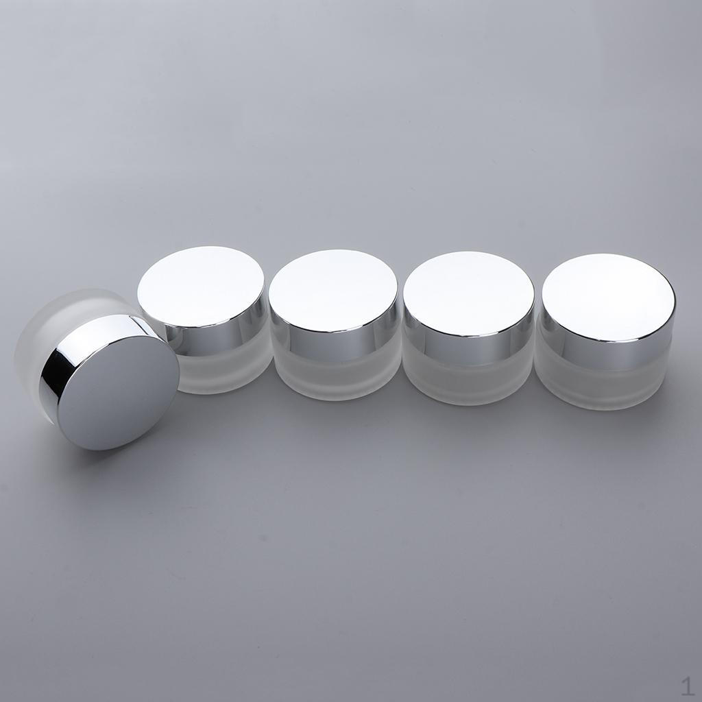 5 Pieces Glass Empty Makeup Cosmetic Jar Travel Eyeshadow Cosmetics Jars Lids