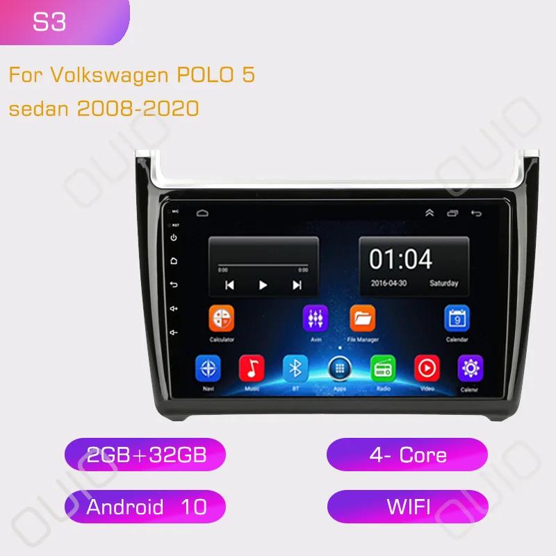 2din Android 10 Car Radio Multimedia Player Carplay Auto  WIFI BT DSP GPS Navigation For VW Volkswagen POLO 5 sedan 2008-2020