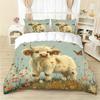 3pcs Cartoon Highland Cattle Print Coreless Product Set, Soft and Comfortable, Multi Size Dormitory Bedroom, Machine Washable
