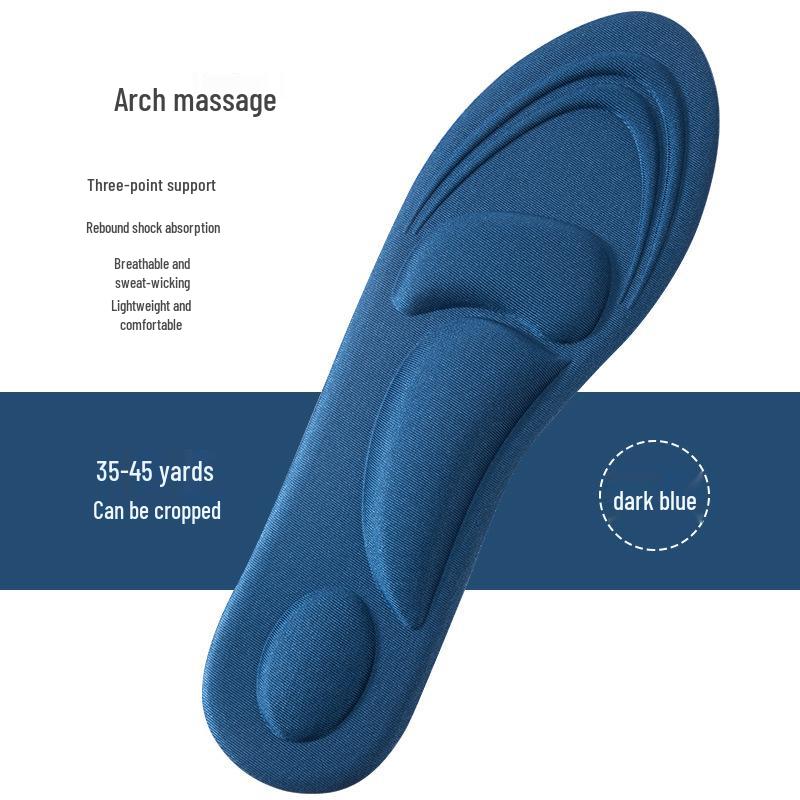 5D Non-Slip Breathable Sports Insoles for Men and Women, Shock-Absorbing, Massage Comfort, Arch Support, Ultra-Soft Sole for Military Training.