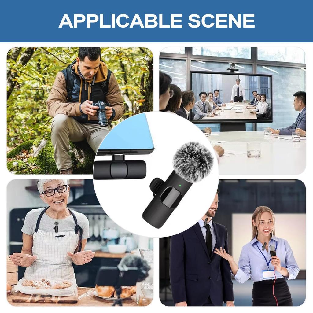 Wireless Lavalier Microphone Noise Cancelling Mini Clip Microphone for Podcasting Interviewing Vlogging Studio