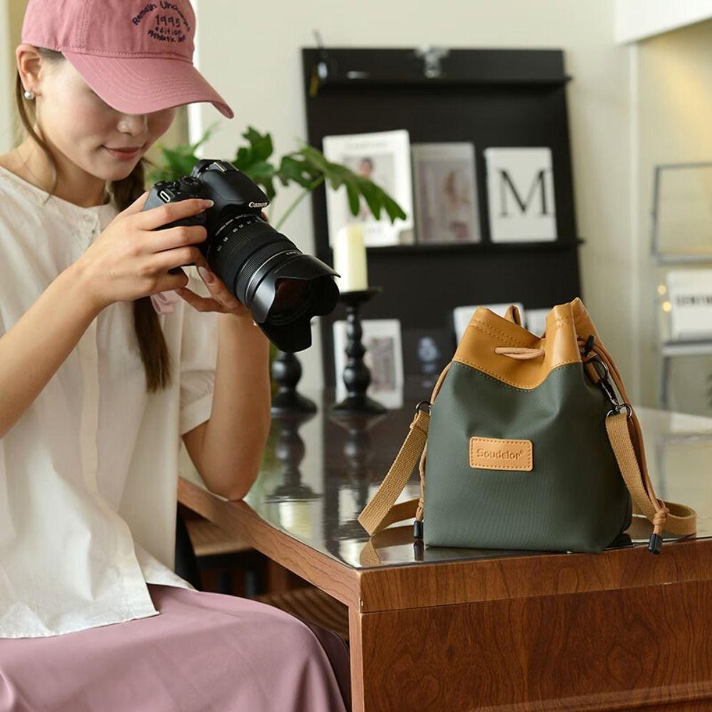 

С 3 вставными карманами, сумка на шнурке для зеркальной фотокамеры, мягкий защитный чехол для объектива, гаджет