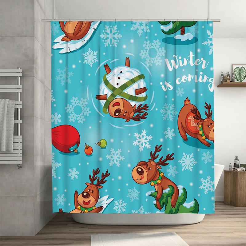 

TU Winter Wonderland Shower Curtain Christmas Deer Forest Holiday Bathroom Decor Festive Xmas Home Decoraciones Navidad 90x180cm35x71in