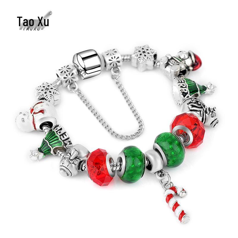 

European & American Christmas Cane Beaded Jewelry - Creative New Year Bracelet 17 cm Bracelet