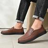 Fashion Classic Brand Men's Leather Casual Shoes Soft Soles Soft Surfaces Men's Loafers Versatile Low Cut Shoes Wear-resistant Brown