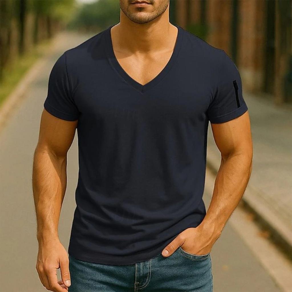 T-shirt Haut Manches Courtes Imprimé Mode Sport et Loisirs pour Hommes T-shirts Unis Pour