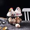 1pc Farmhouse Hen-Shaped Ceramic Egg Baske -Ceramic Egg Holder with Lid,Rustic Kitchen Organizer for Fruits/Veggies