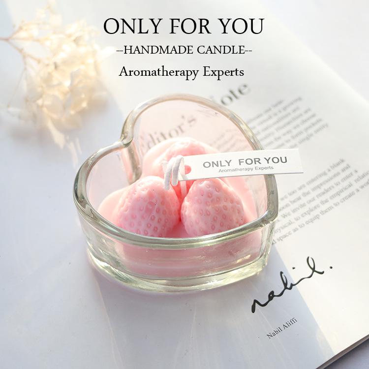 Heart-shaped Strawberry Jam Scented Candle Holder - Soy Wax Aroma Gift
