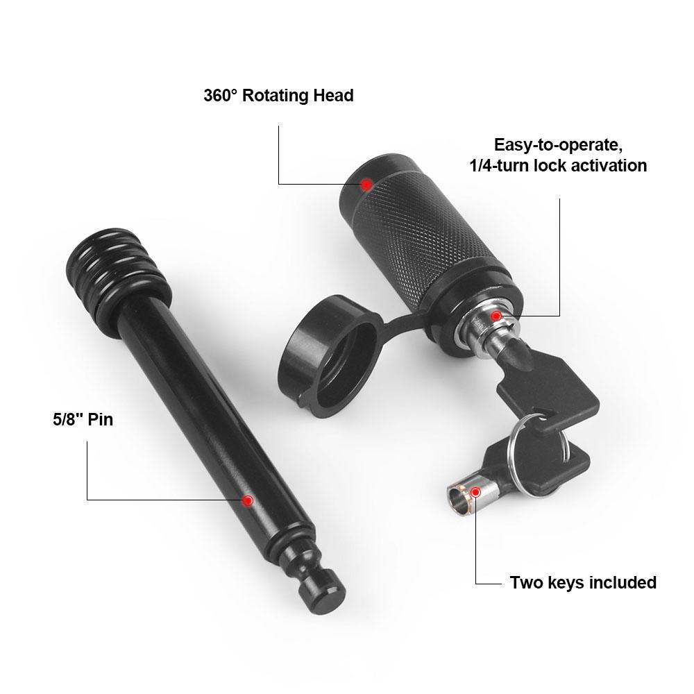 Trailer Hitch Lock 5/8 Inch Carbon Steel Towing Hitch Receiver Lock Anti-Theft Waterproof Hitch Receiver Pin Lock for Truck Car