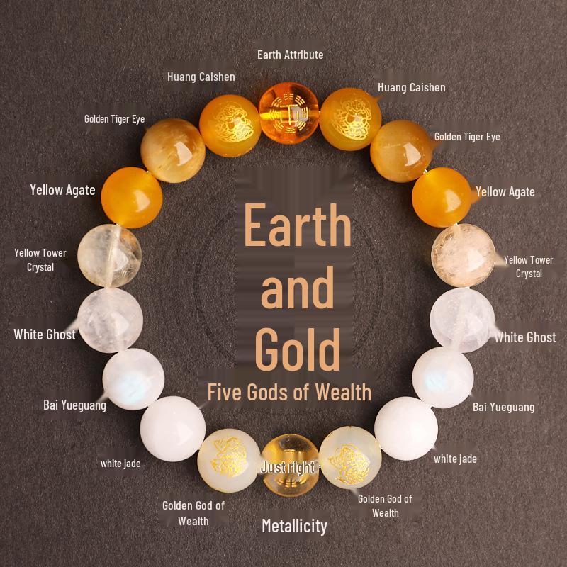 Auspicious Multi-Treasure Crystal Bracelet: Five Paths to Wealth with Wood & Fire Attributes
