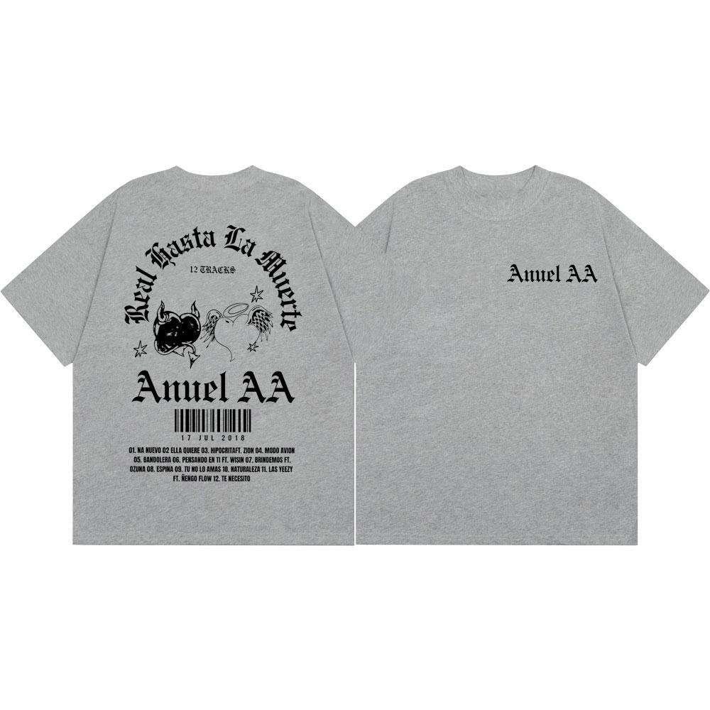 Rapper Anuel AA Double Sided Print T Shirt Men Women Clothing Hip Hop Fashion T-shirt Summer Casual Loose 100%cotton T-shirts