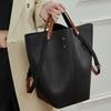 Women's Genuine Leather Basket Bucket Bag - Large Capacity Commute Shoulder Purse, Handbag Top Handle Tote, Spacious Water Bucket Style Daily Bag