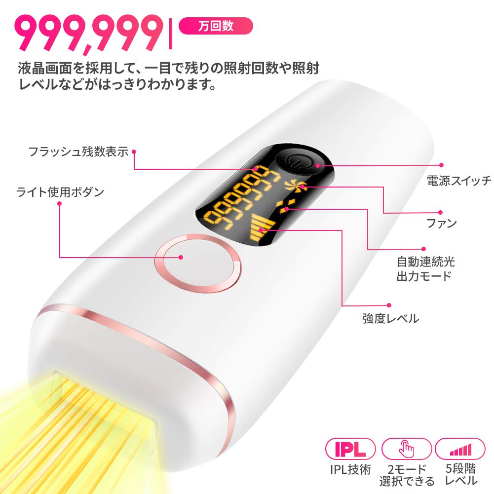 BIOSCEN Grade IPL Light Hair Removal IPL Light Hair Removal Automatic 1 Million 5 Levels of Intensity High Painless Hair for Men and Whole Body VIO
