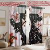 2D flat printing 2pcs Curtains Cat Cherry Blossoms Petals Digital Printed Polyester Drapes Family Party Decoration for Photo