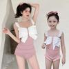 Mother-Daughter Ruffle Bowknot One-Piece Swimsuit for Women and Girls