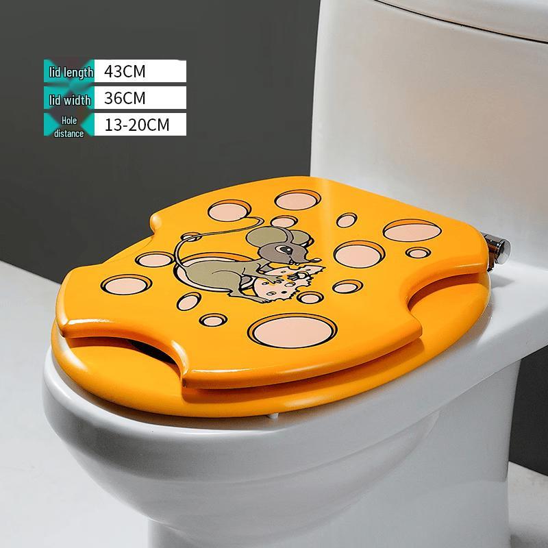 MDNG U-Shape Slow-Close Toilet Seat Cover with Yellow Mickey Mouse Design