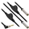 Inline Audio Y-cable 3.5 Mm Jack To 2 Female Jack Sockets with Volume Control 0.25 M - 99253a