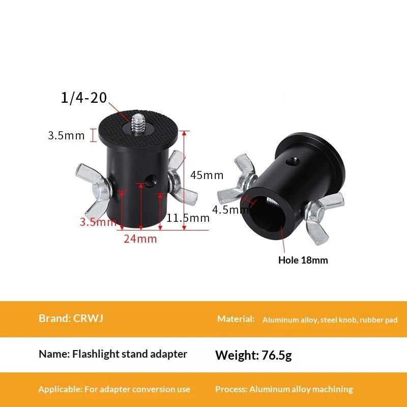 Aluminum Alloy Light Stand Adapter with 1/4"-20 Screw Knob Quick Install Stable Mount for Indoor Studio Photography