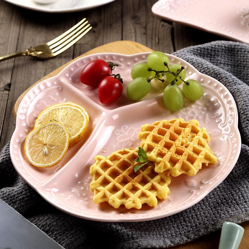Children's Ceramic Butterfly Divided Plate, Home Breakfast Plate, Japanese Dumpling Plate, Creative Dried Fruit Dinner Plates