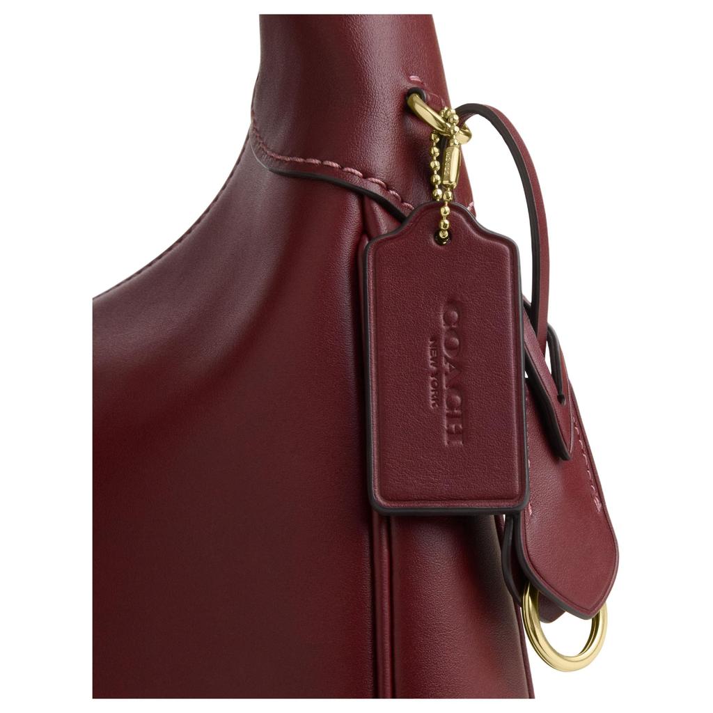 Coach Burgundy Leather Convertible Hobo Shoulder Bag with Gold Hardware for Daily Use