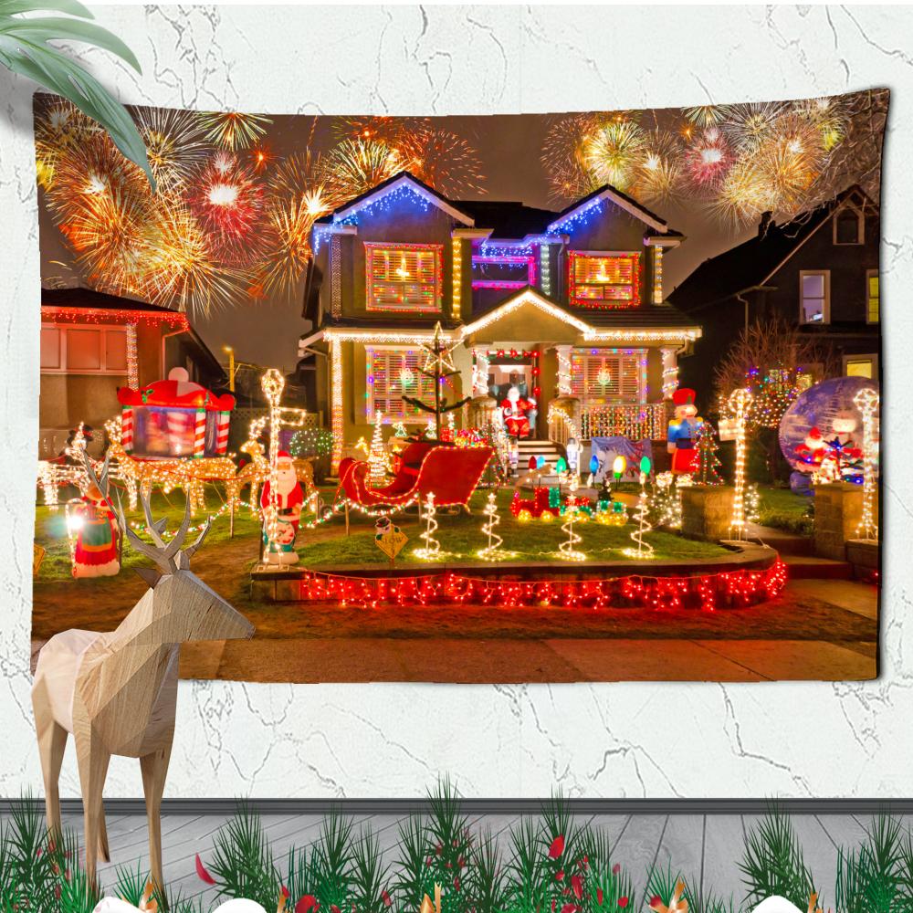 Christmas Atmosphere Tapestry Celebrate Festival Christmas Tree Living Room Home Wall Background Hanging Decorative Tapestry