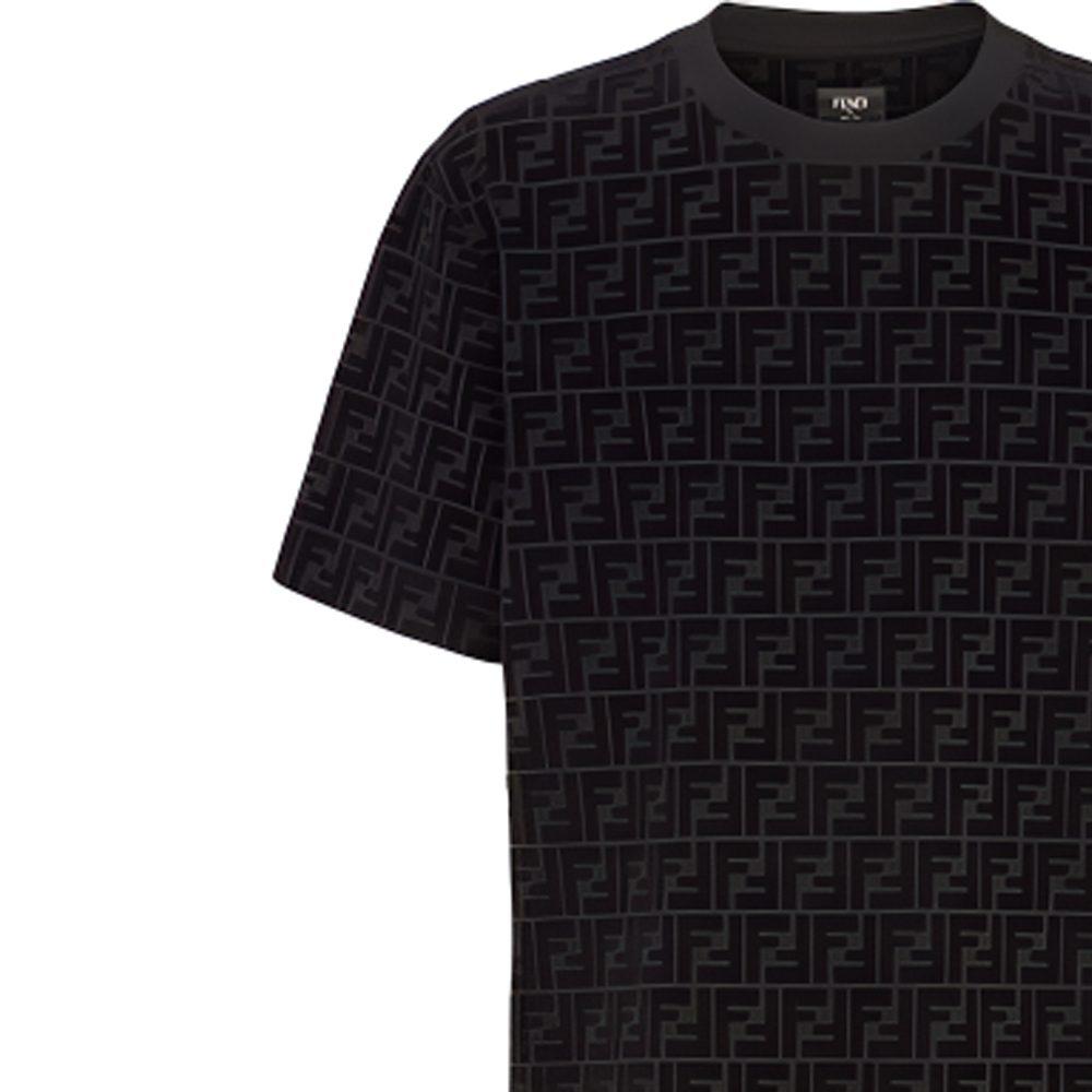 Fendi T-shirt Homme Noir Marron FY0936A7D5F0ABB