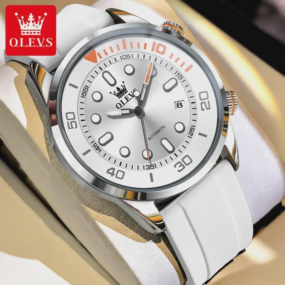 OLEVS Orologi Automatici da Uomo Lusso Top Brand Serie Subacquea Ghost Verde Cinturino in Silicone Orologio Meccanico Originale