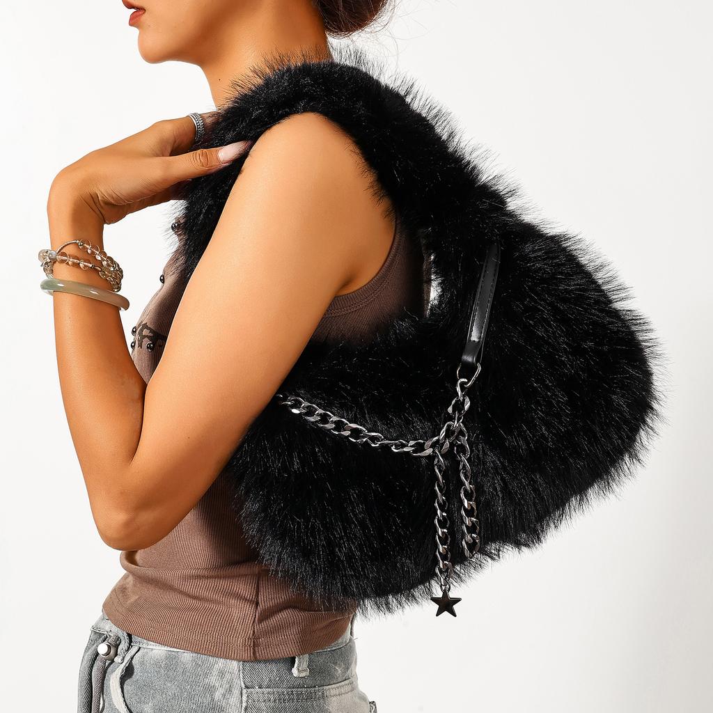 Plush bag women's new autumn and winter leisure chain messenger bag portable fluffy dumpling bag