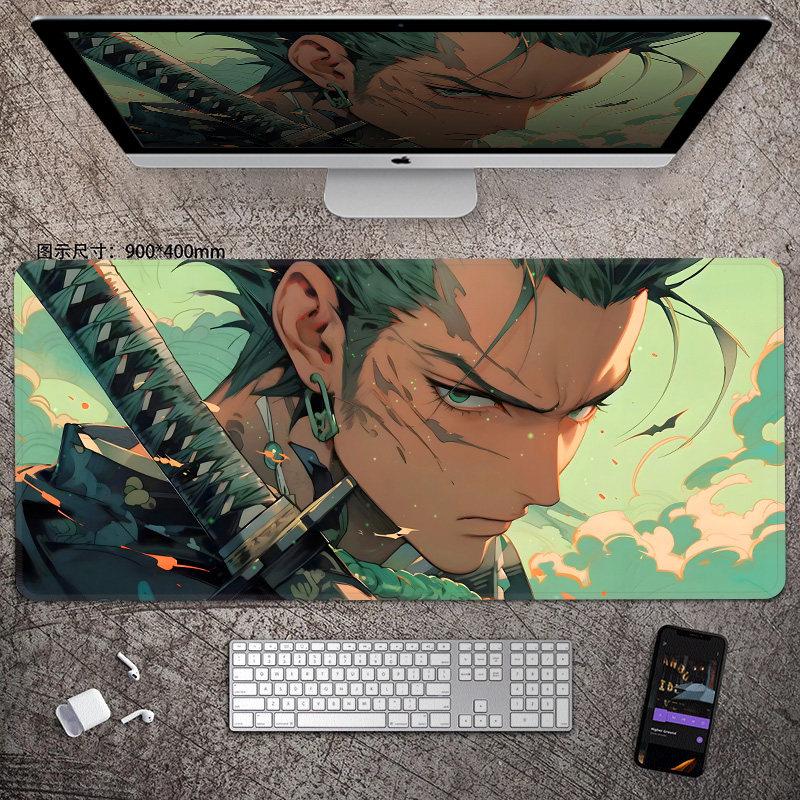 Animation Office Luffy Roronoa Zoro E-sports Gaming Table Mat ONE PIECE Leather Mouse Pad Boys Oversized Computer Keyboard Pad