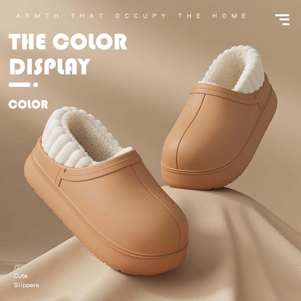 Waterproof cotton slippers, new winter bags, indoor home thick-soled warm and plush cotton shoes for outer wear